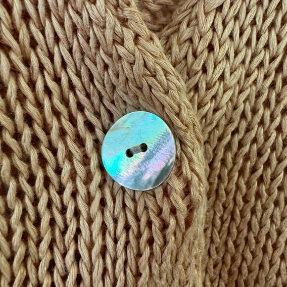 John Patrick Linen Knit Cardigan Pearl Button Size Medium Sheer Peach - Picture 7 of 7